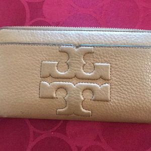 Tory Burch Embossed Logo ZIP Around wallet